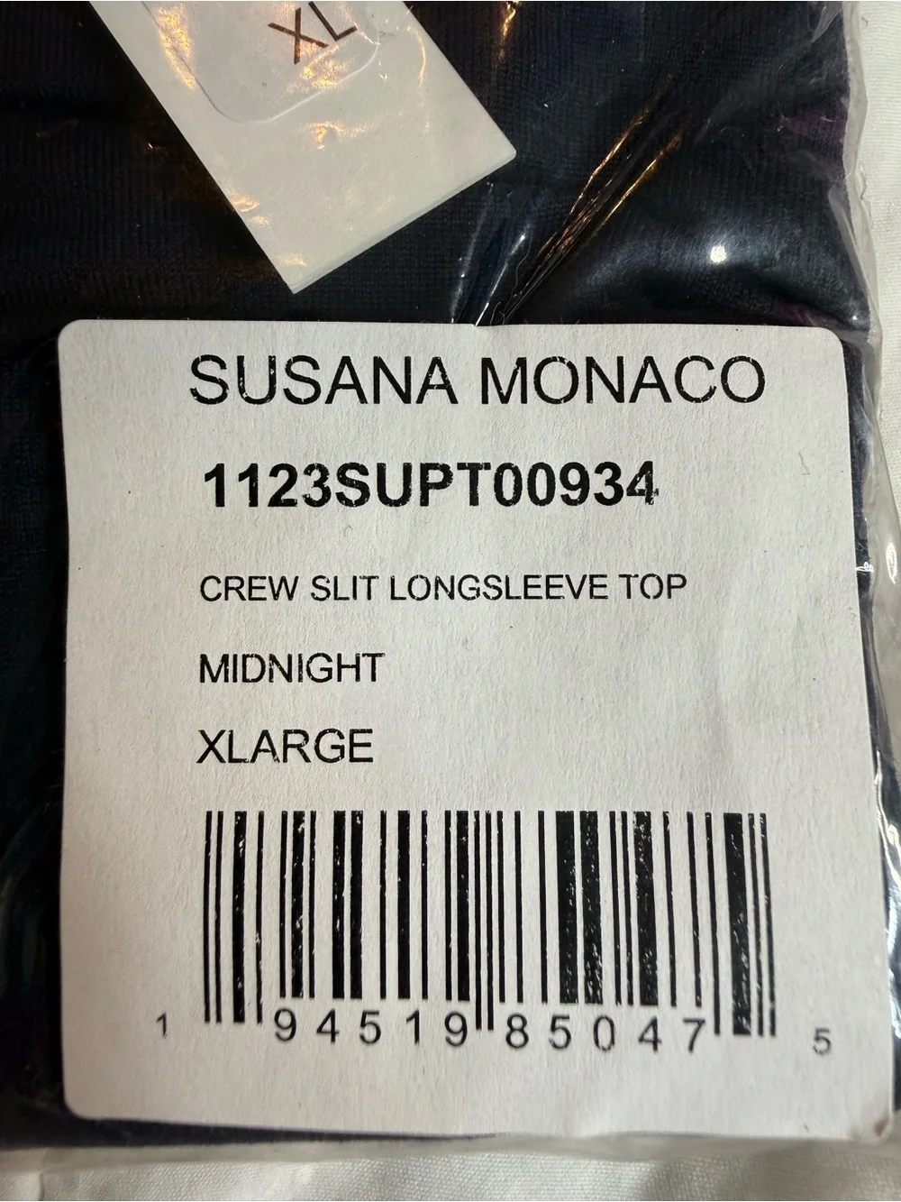 NWT Susana Monaco Midnight Navy Crew Slit Cutout Long Sleeve Top XL Chic NEW - Picture 5 of 9